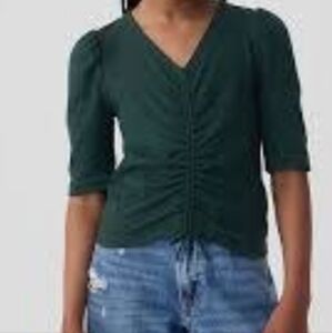 Gap Kids Essential Rib Ruched Shirt Green Sz M 8